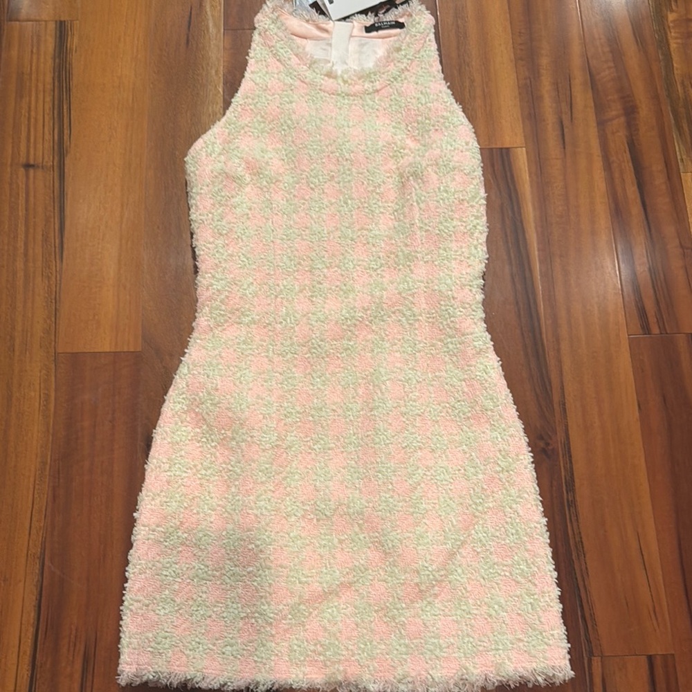 Balmain Elegant Pastel Tweed Dress